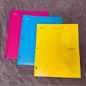 5 Star Pink, Blue, and Yellow Folders